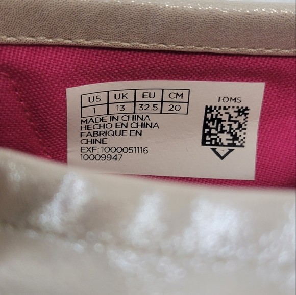 TOMS Youth Alpargata Shoes Muted Metallic Pink & Cream Bottom 1 NWOT Rare Color - Picture 7 of 9